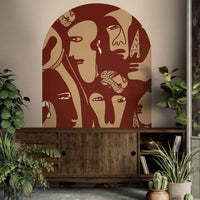 Faces Burgundy – Standard Bow Wallpaper