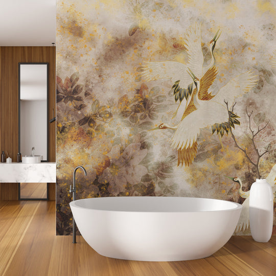 Tapeta Beige Tsuru