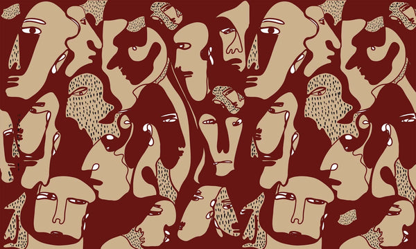 Faces Burgundy- Tapeta w standaryzowanych rolkach