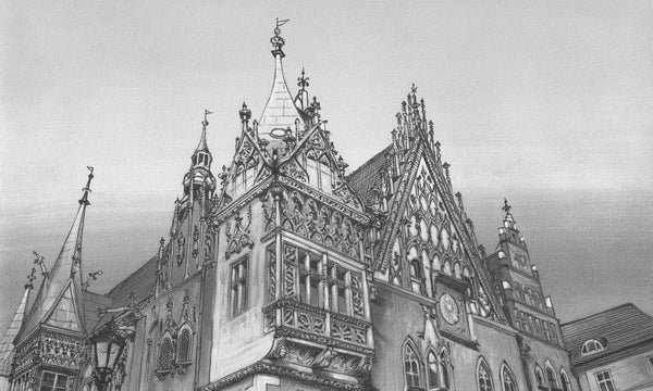 Town hall B&W - Tapeta w standaryzowanych rolkach