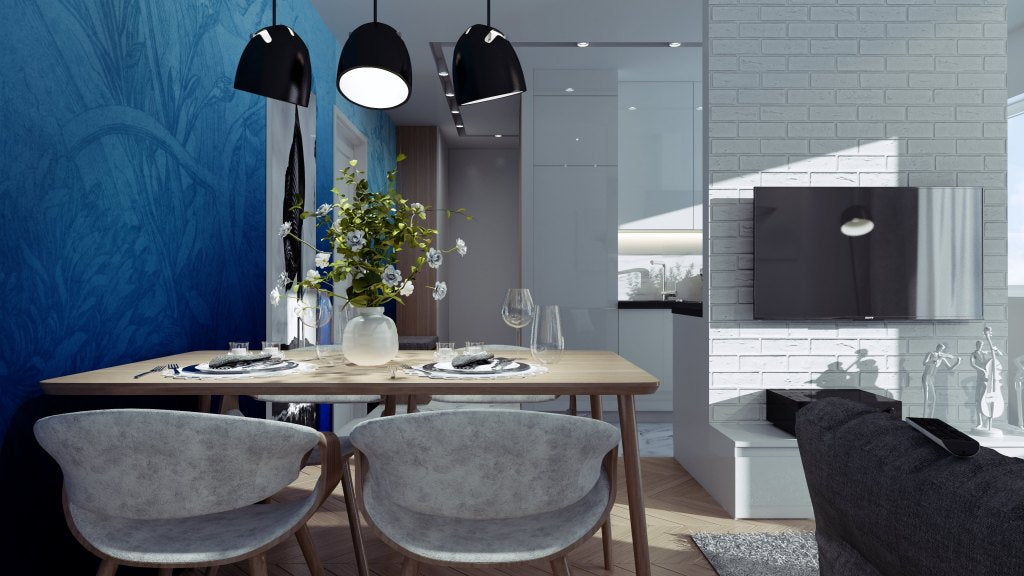 Modrá Ombre květina – Tapeta na míru