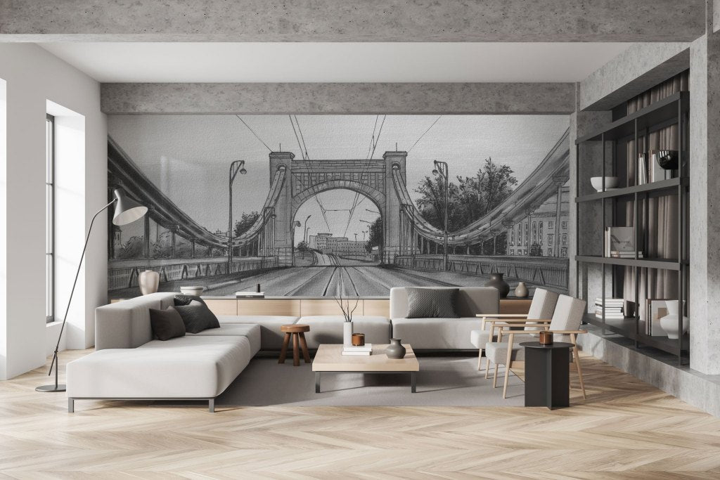 Bridge B&W – Tapeta na wymiar