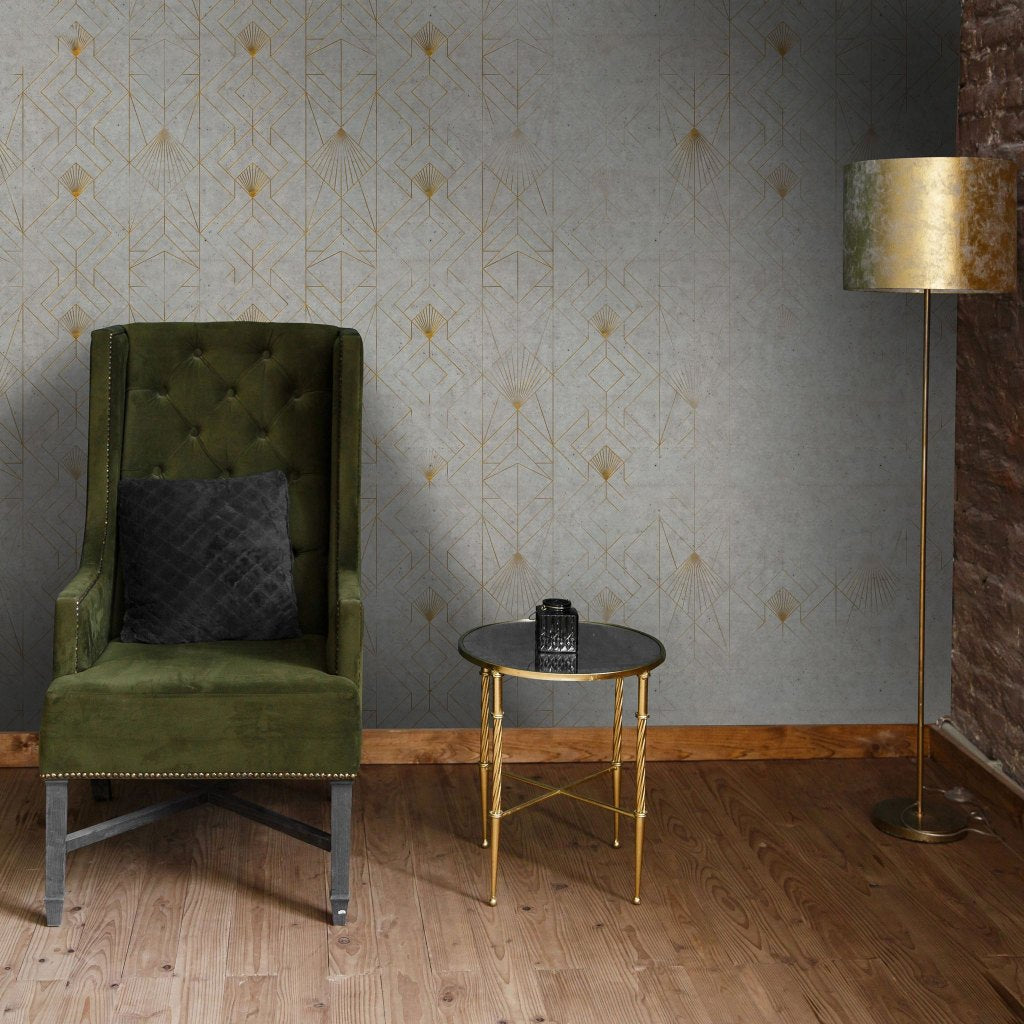 Concrete Fan Gold – Made-to-measure wallpaper