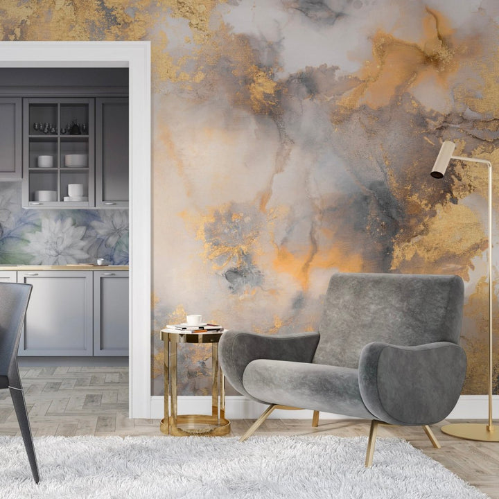 Dolce Vita Grey&Gold – Tapeta na míru