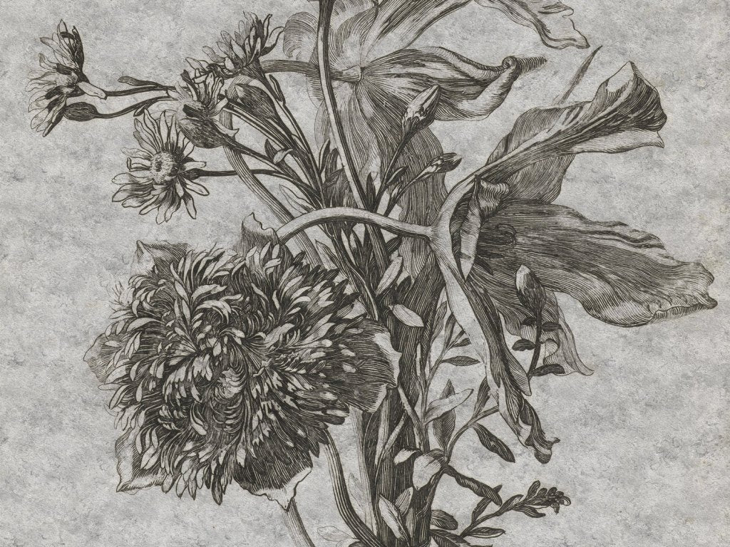 Grey Flower – Tapeta na míru