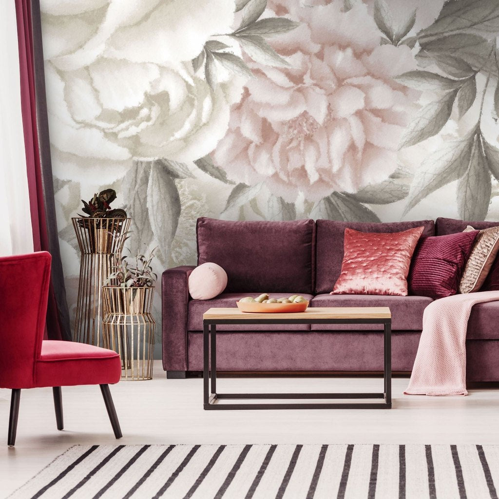Peony Light Big – Tapeta na míru
