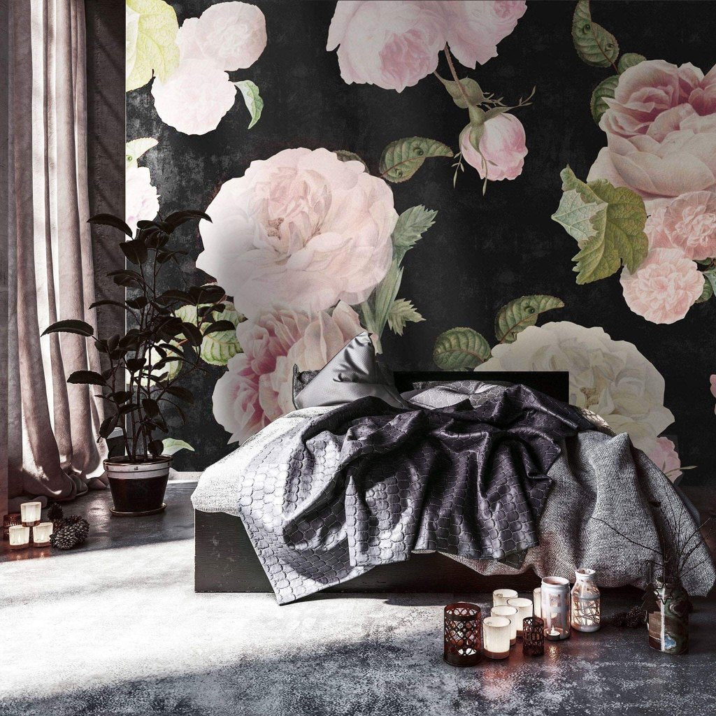 Roses Dark Blue – Tapeta na wymiar