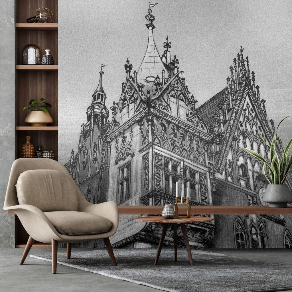 Town hall B&W – Tapeta na wymiar