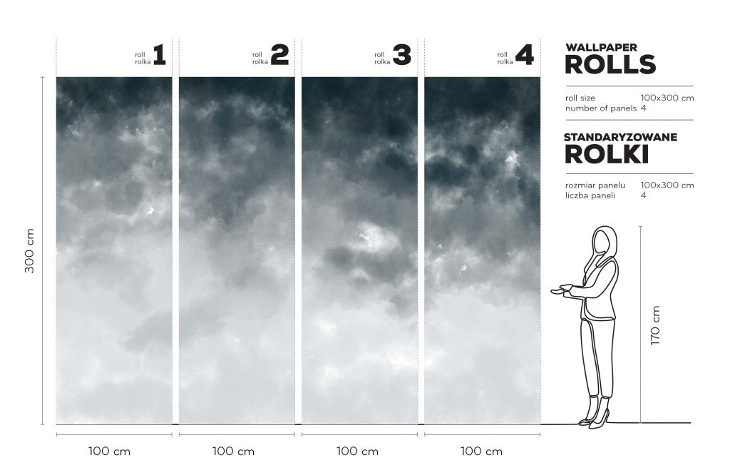 Watercolor Ombre Storm – Tapeta na wymiar