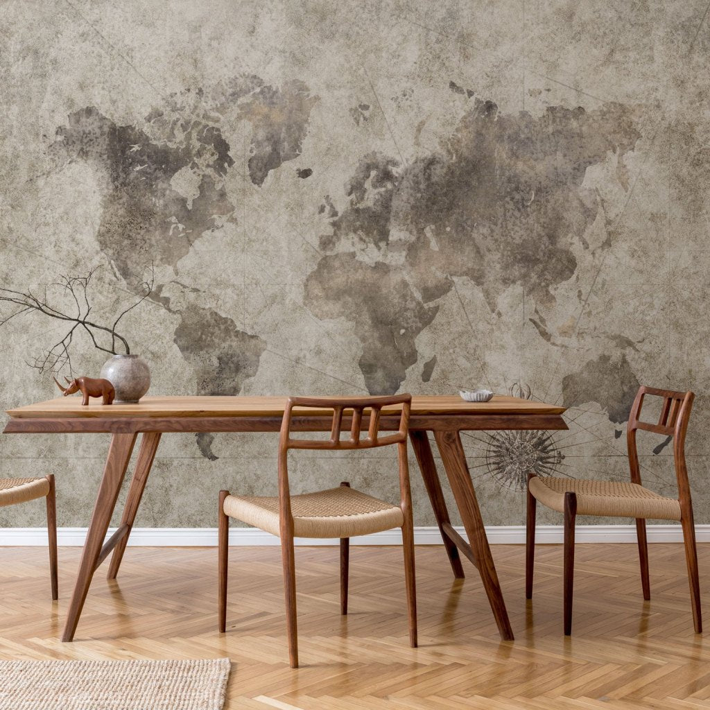 Grunge World Map – Tapeta w rolkach