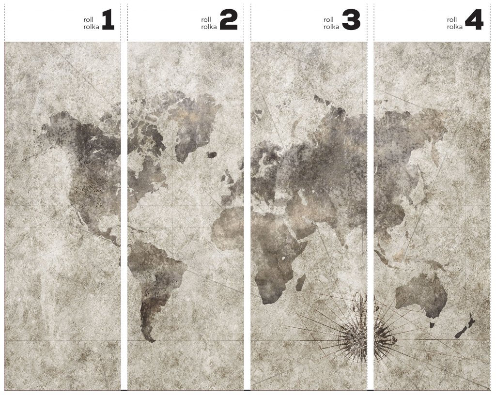 Grunge World Map – Tapeta w rolkach