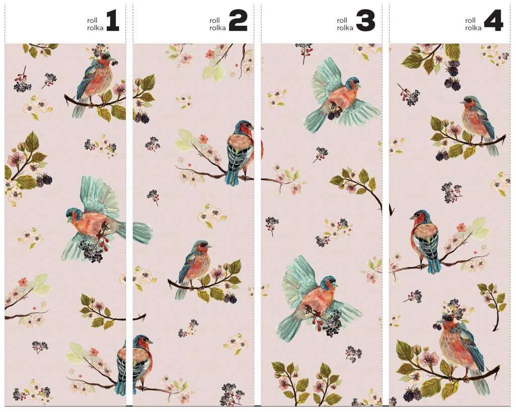 Uccello Cantante Pink – Tapeta w rolkach