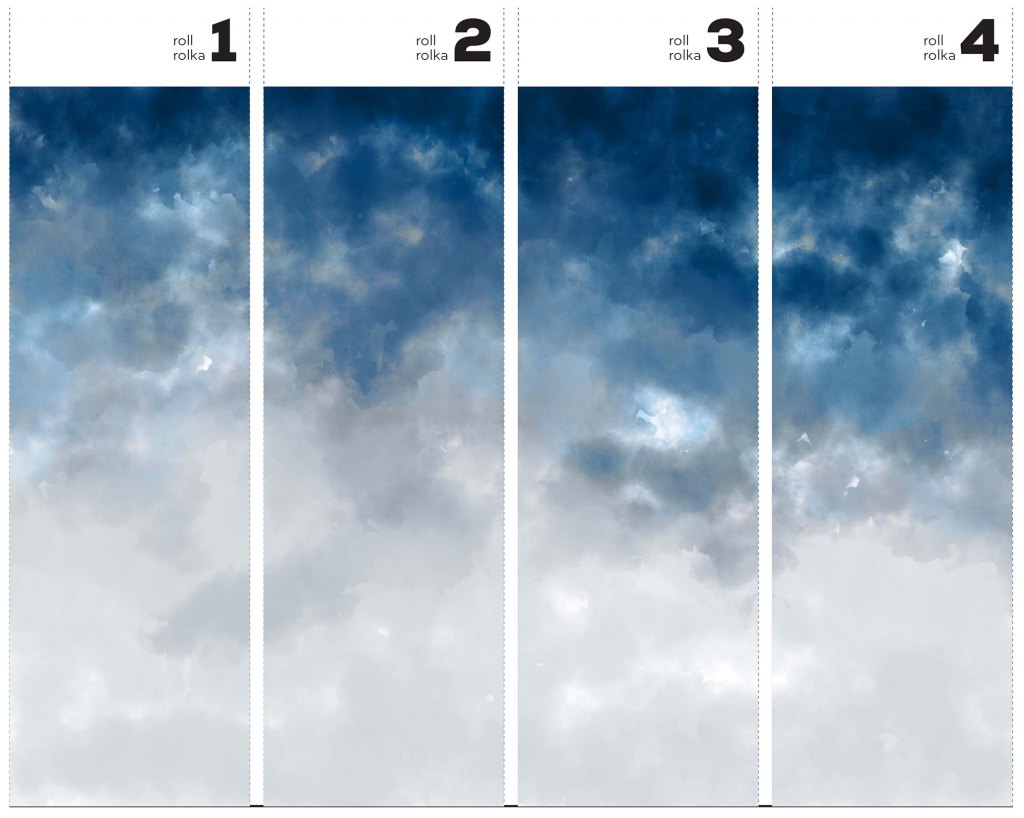 Watercolor Ombre Blue&Grey – Tapeta w rolkach