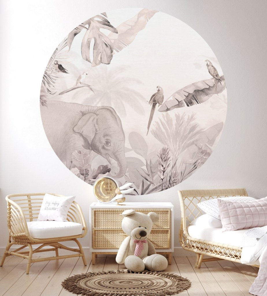 Jungle Beige I – Tapeta Koło Standard