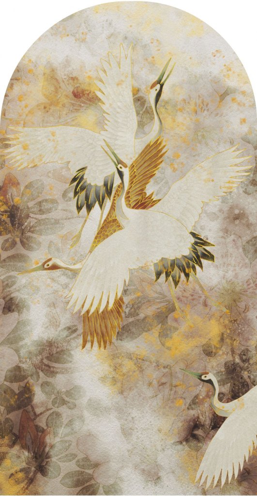 Beige Tsuru – Tapeta Łuk Standard