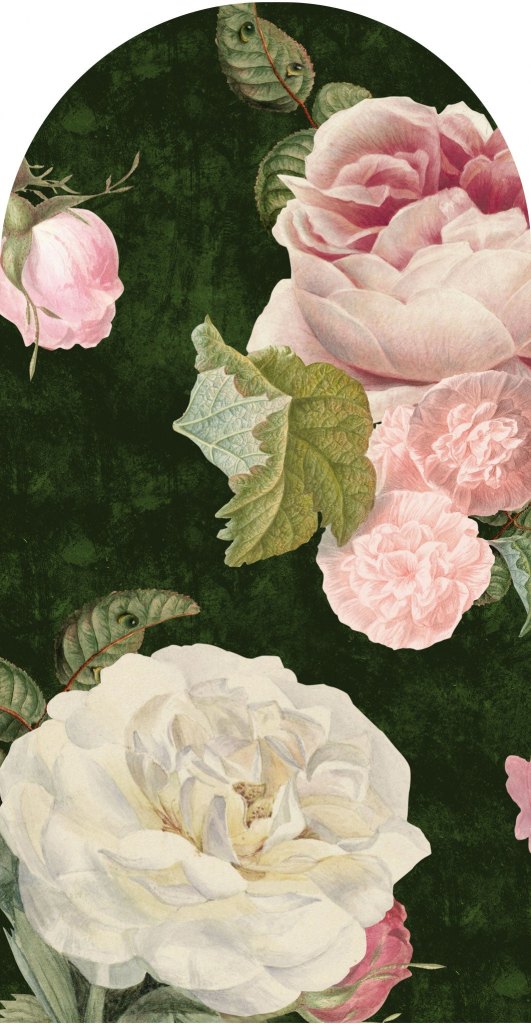 Roses Dark Green – Standard Arc Wallpaper – Wall Art