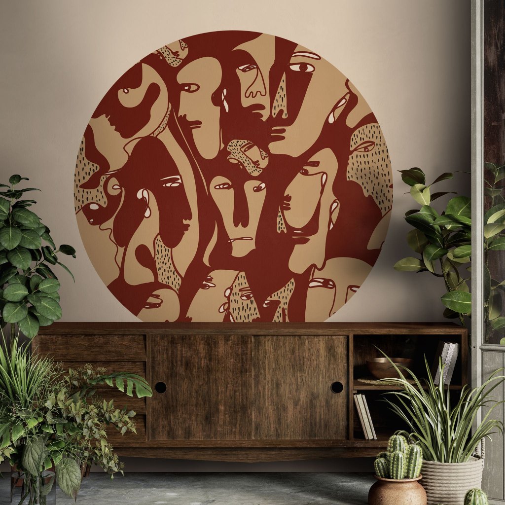 Faces Burgundy – Tapeta Koło Standard