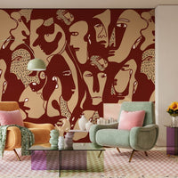 Faces Burgundy – Tapeta na wymiar