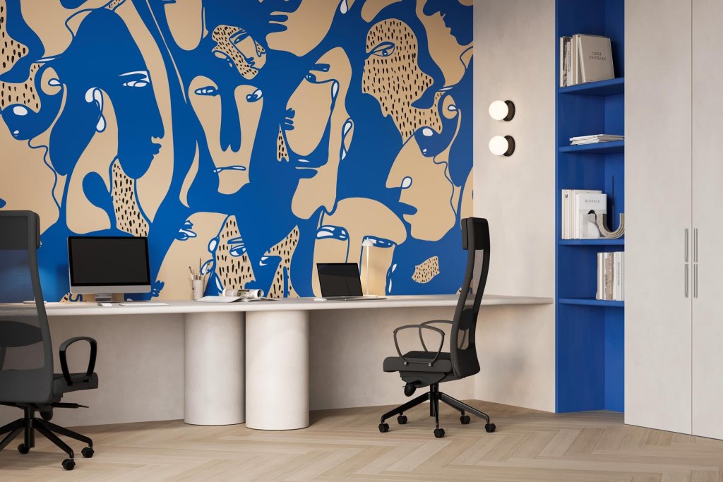 Faces Cobalt – Tapeta w rolkach