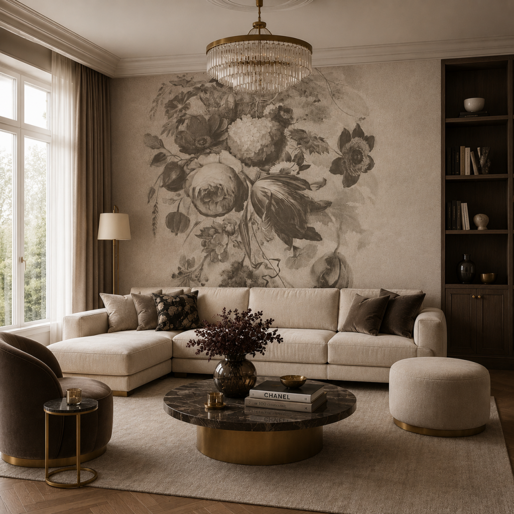Boudoir Greige – Custom Wallpaper