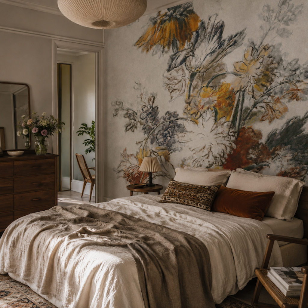 Grey Classic Flower – Custom-sized wallpaper