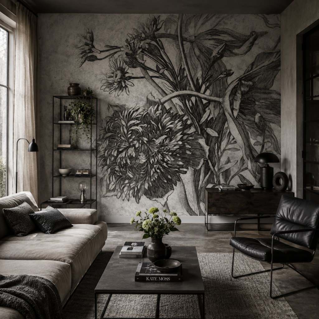 Grey Flower – Tapeta na wymiar