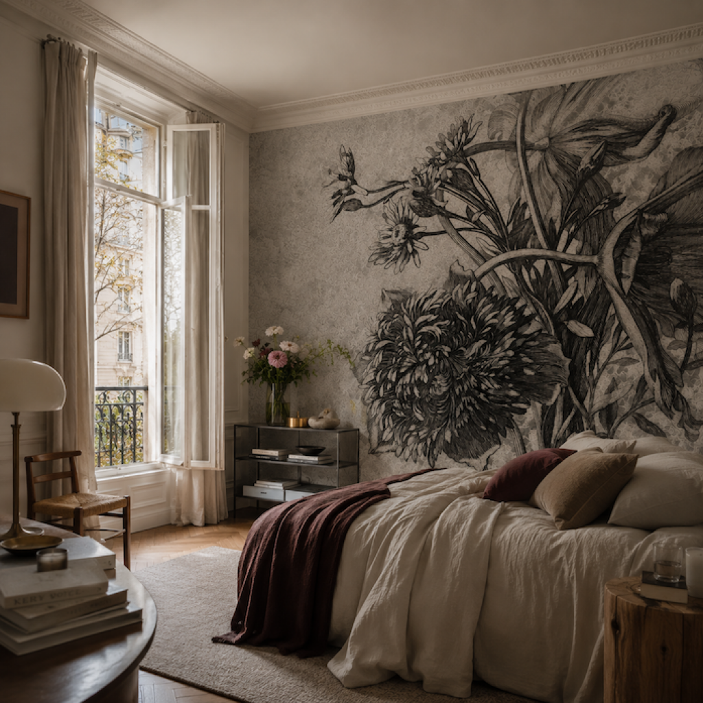 Grey Flower – Tapeta na wymiar