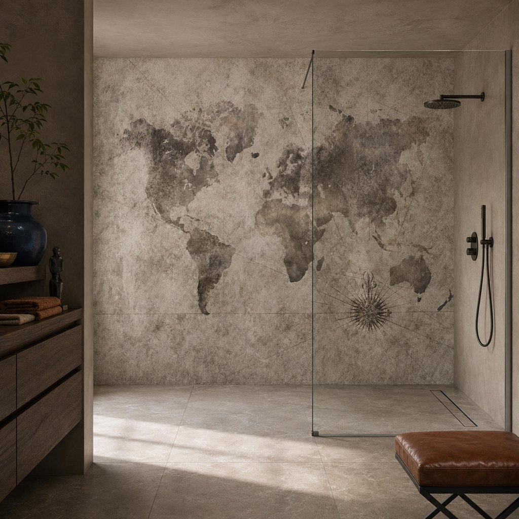 Grunge World Map – Tapeta na míru Aqua Zone