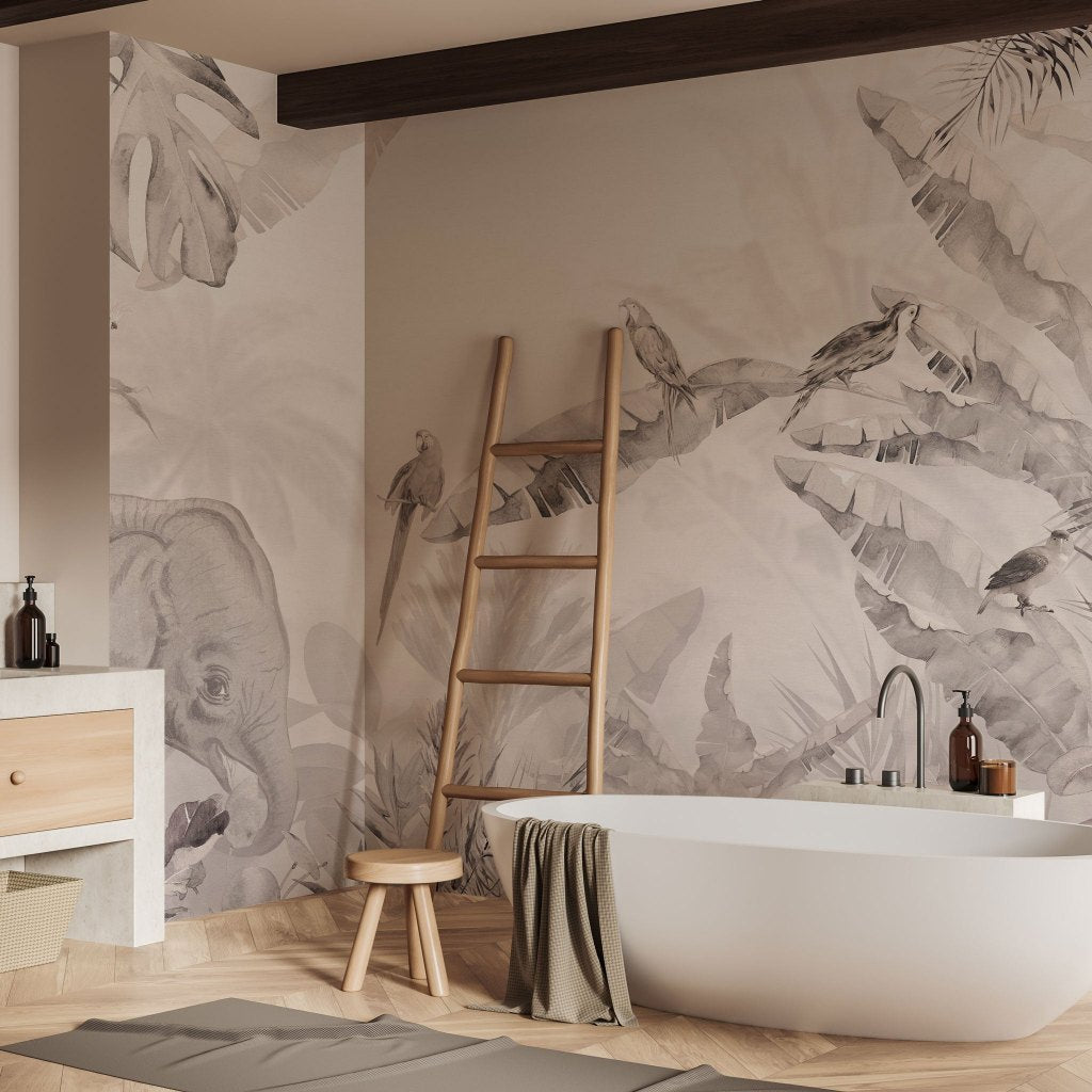 Džungle Beige – Tapeta na míru Aqua Zone