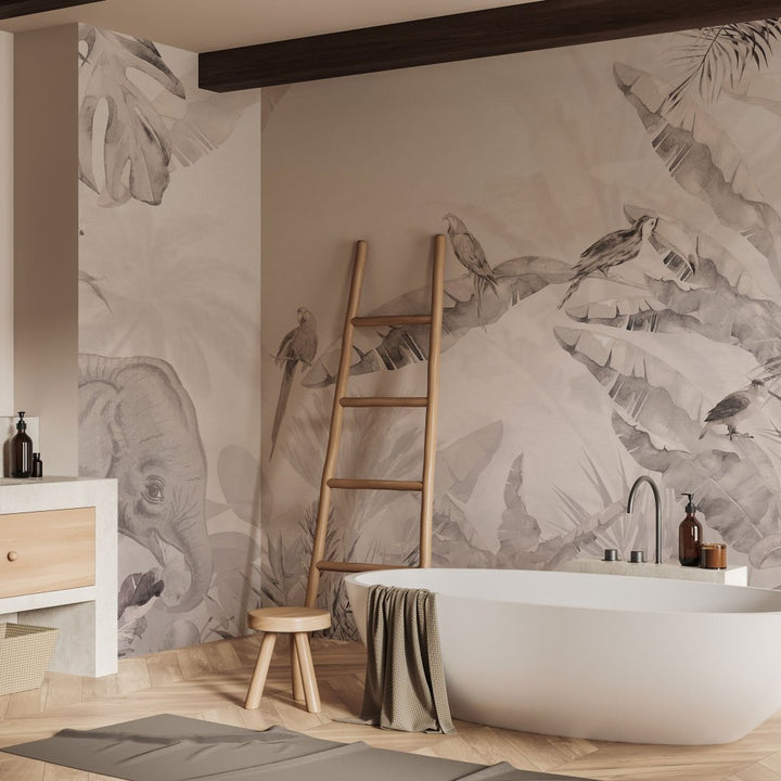 Džungle Beige – Tapeta na míru Aqua Zone
