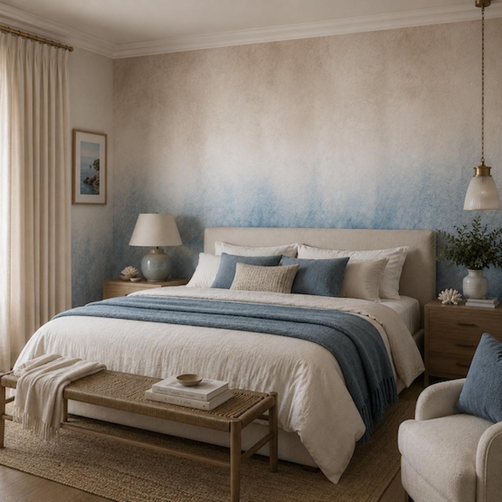 Ombre Beige&Blue – Tapeta na míru