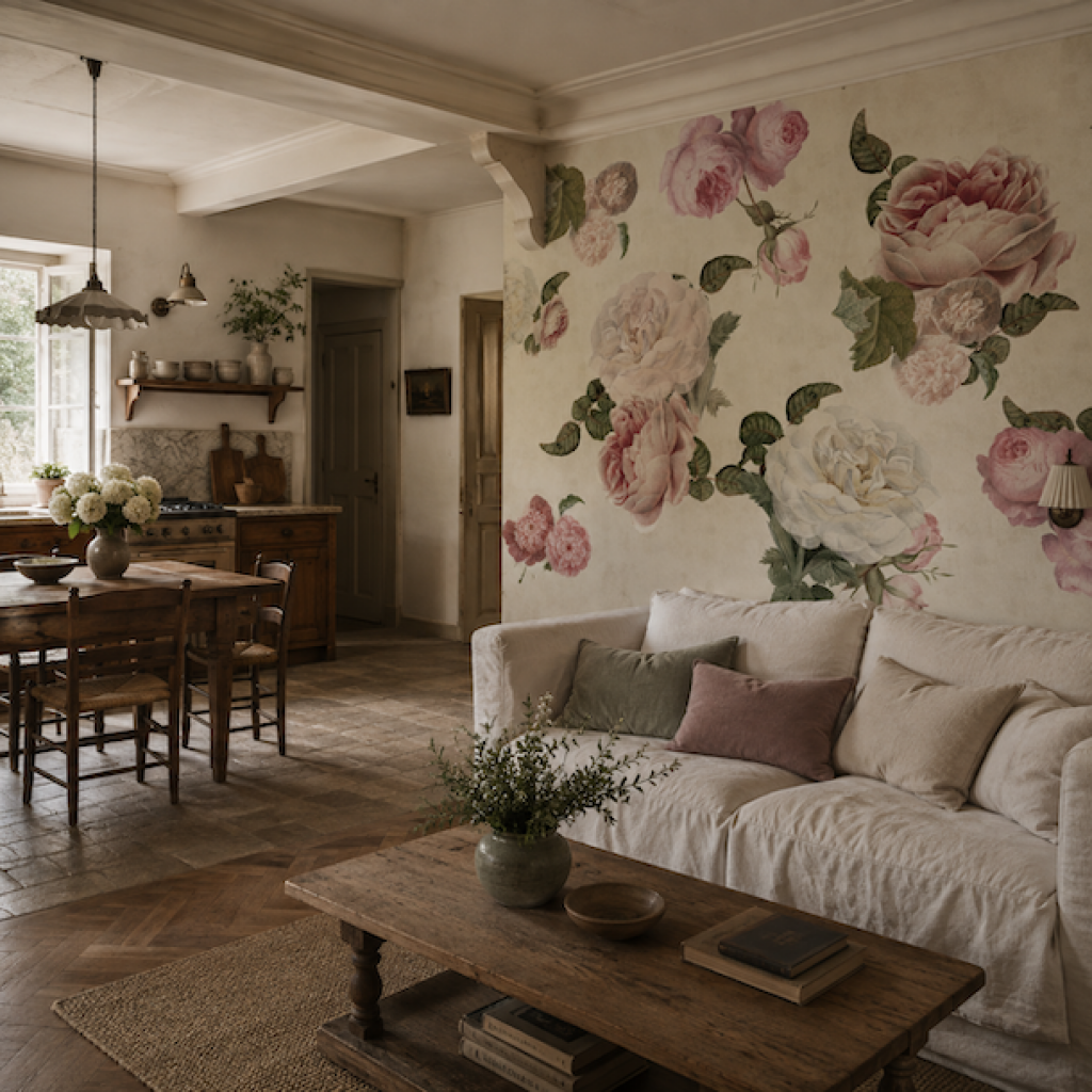 Roses Cream – Tapeta na wymiar