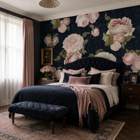 Roses Dark Blue – Tapeta na míru