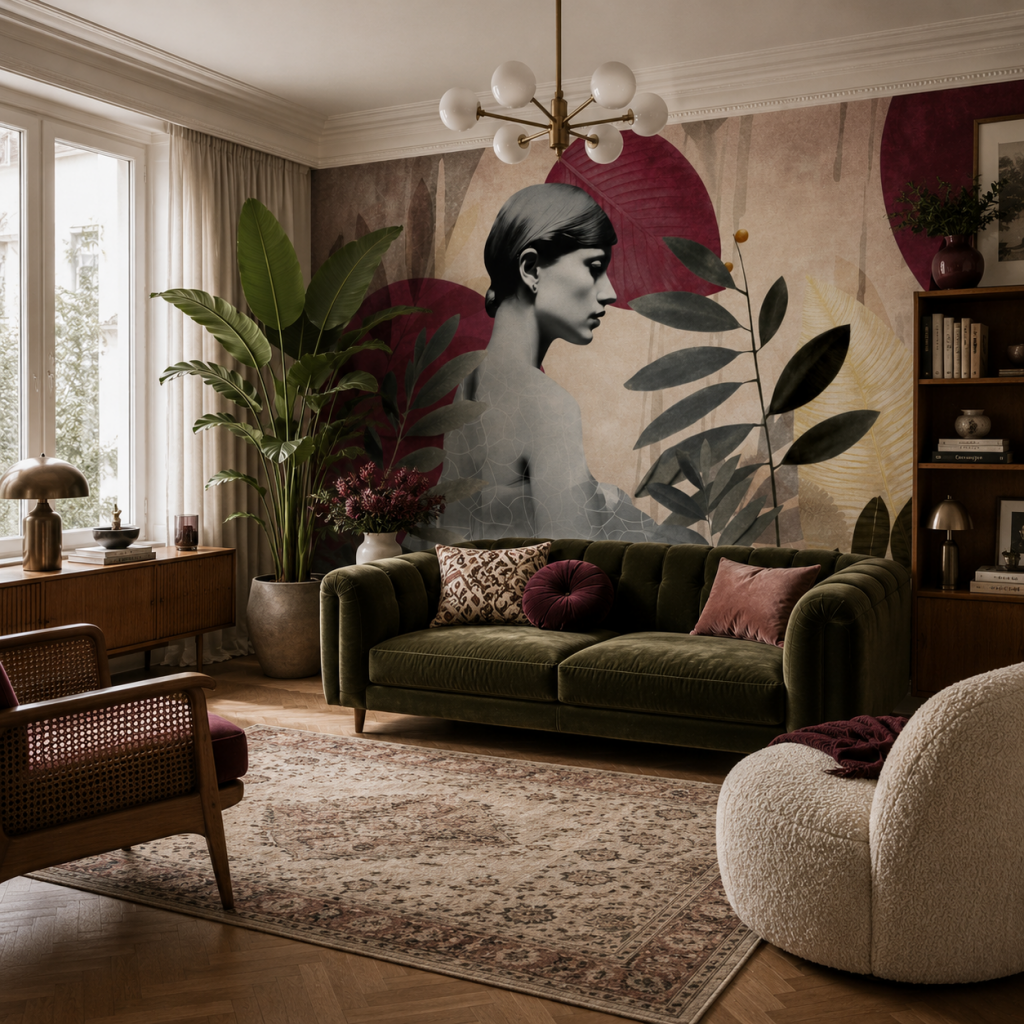Onna Burgundy – Tapeta na wymiar