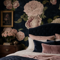 Roses Dark Blue – Tapeta na míru
