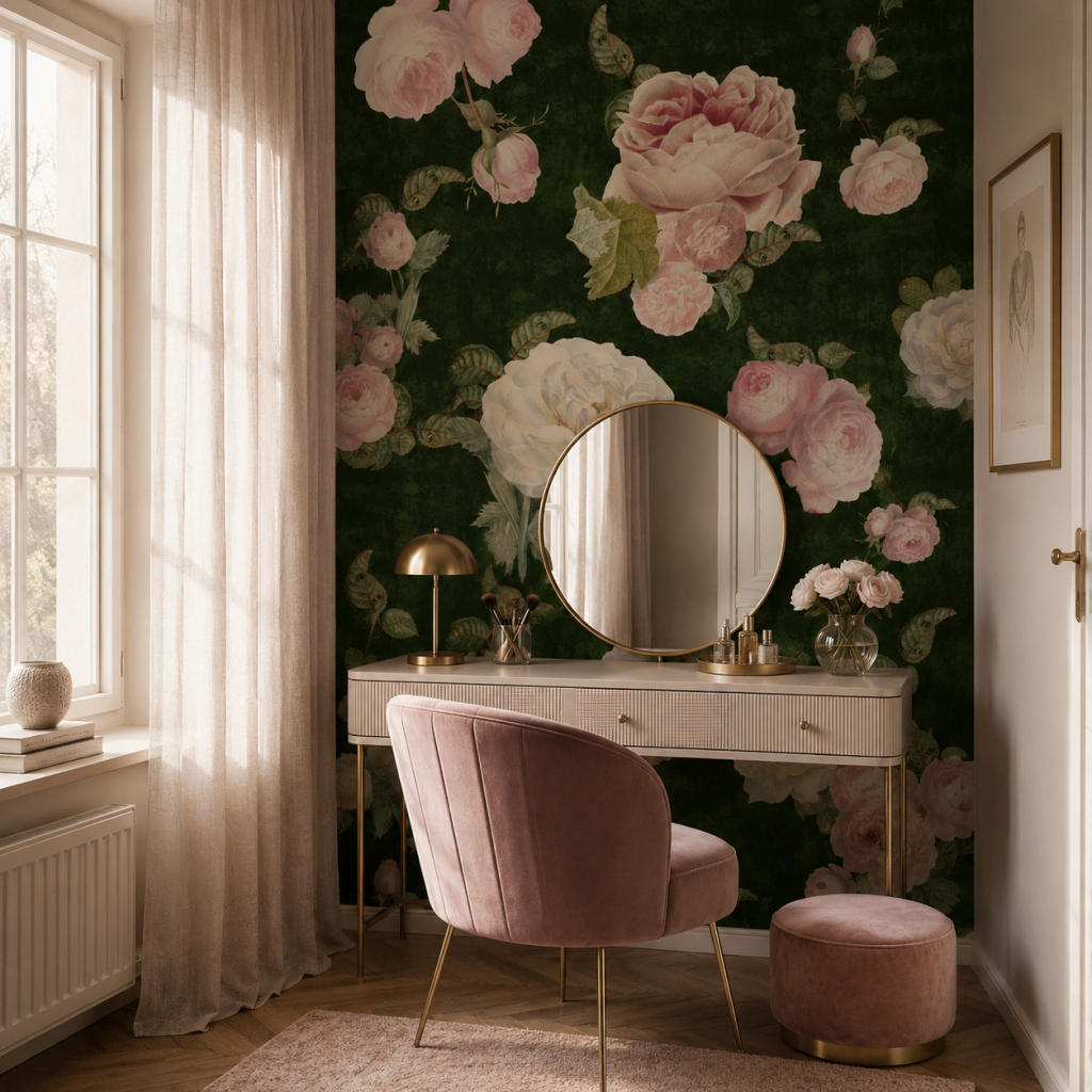 Roses Green – Tapeta na míru