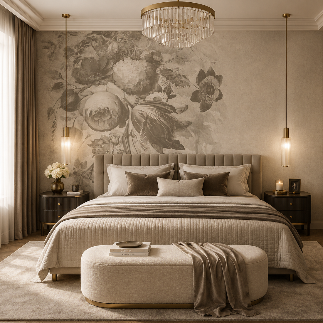 Boudoir Greige – Tapeta na míru