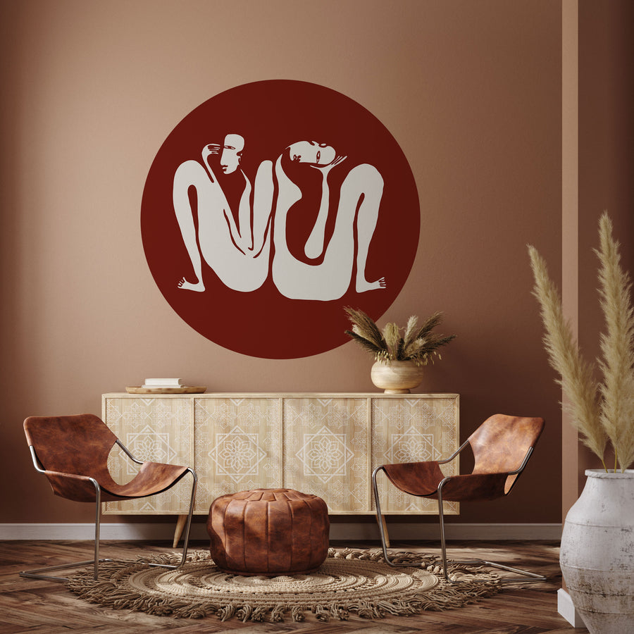 Tapeta Koło Couple Burgundy