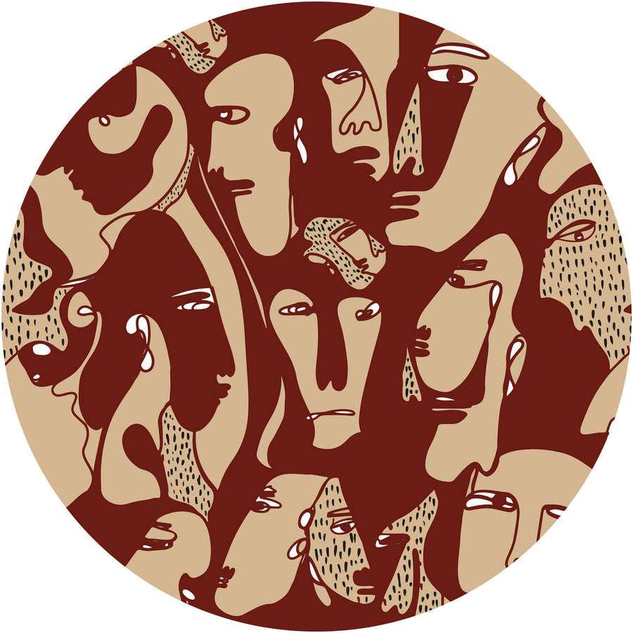 Tapeta Koło Faces Burgundy