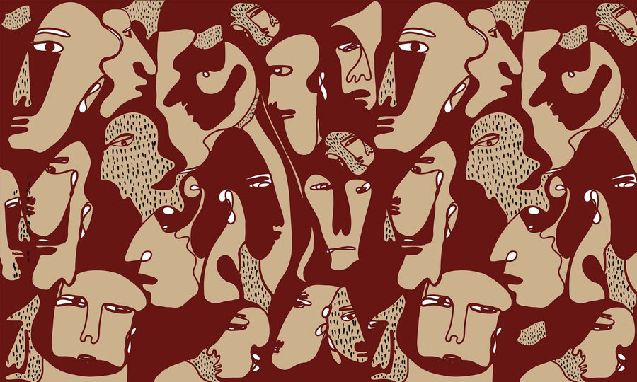 Tapeta Faces Burgundy