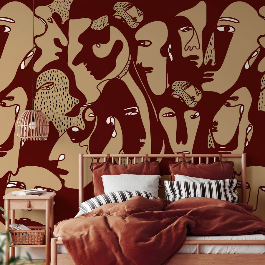 Tapeta Faces Burgundy