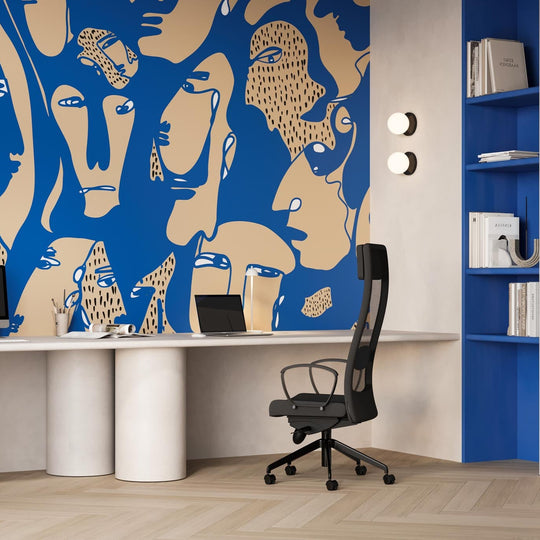 Faces Cobalt- Tapeta w standaryzowanych rolkach