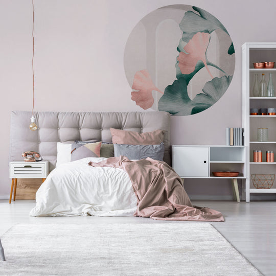 Tapeta Koło Ginko Leaves Beige WMF019