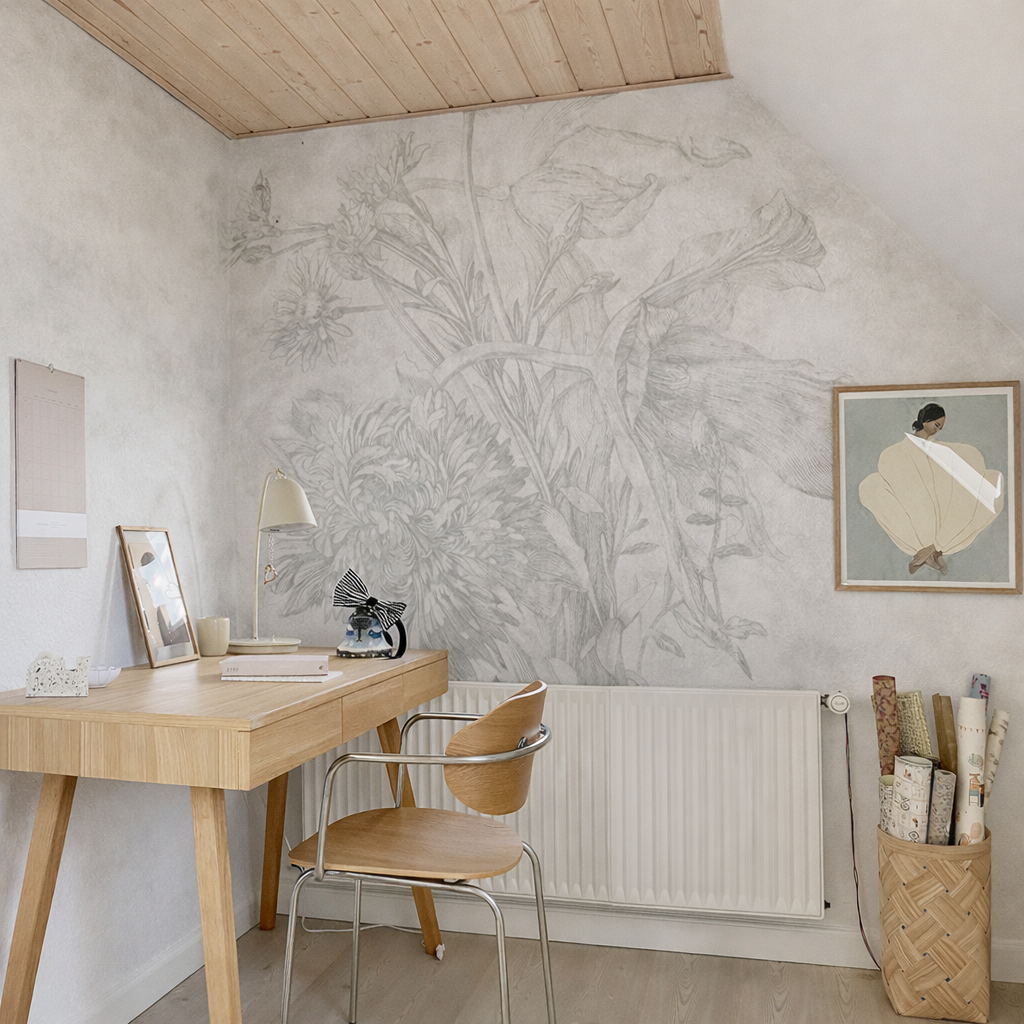 Grey Ombre Flower – Tapeta na wymiar