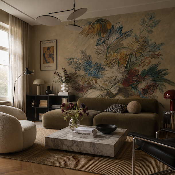 Honey Classic Flower – Custom-sized wallpaper