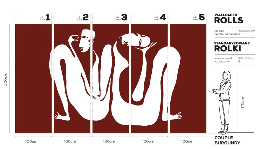Couple Burgundy- Tapeta w standaryzowanych rolkach