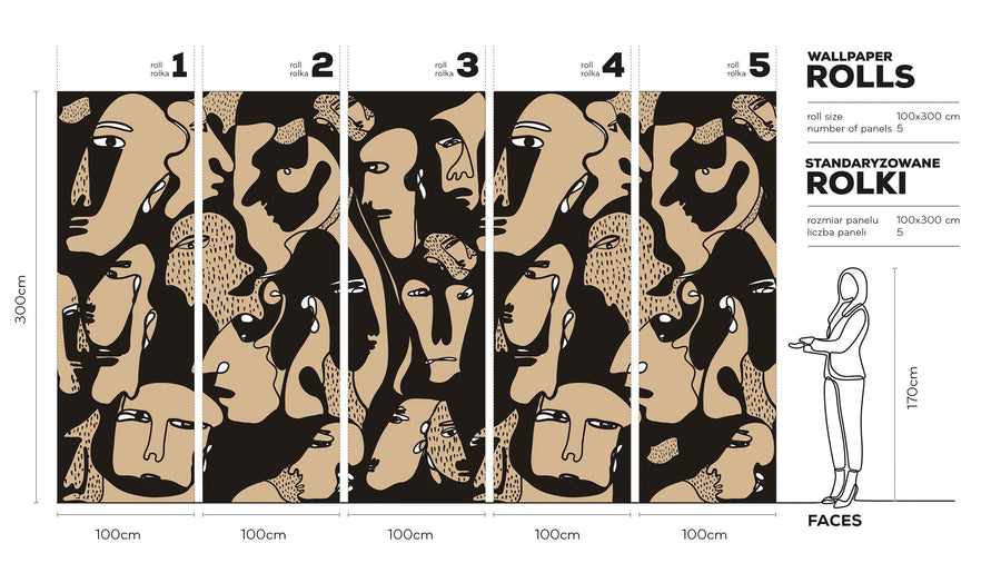 Faces- Tapeta w standaryzowanych rolkach