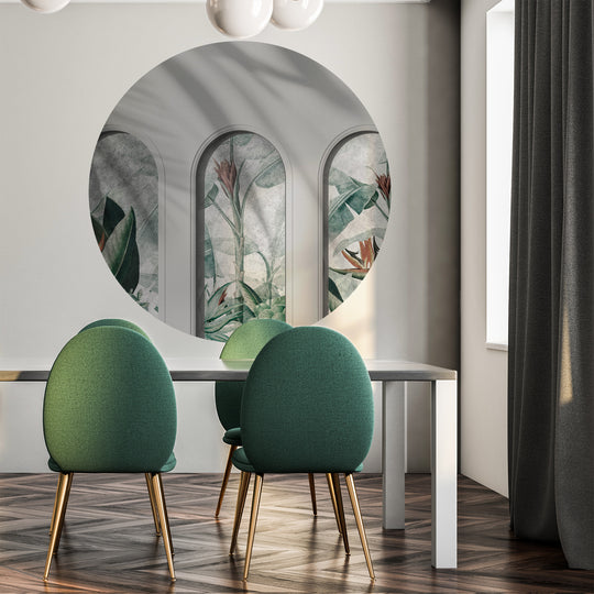 Tapeta Koło Libra Light Grey Rainforest