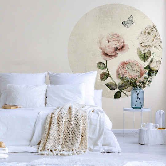 Tapeta Koło Rose Dream White