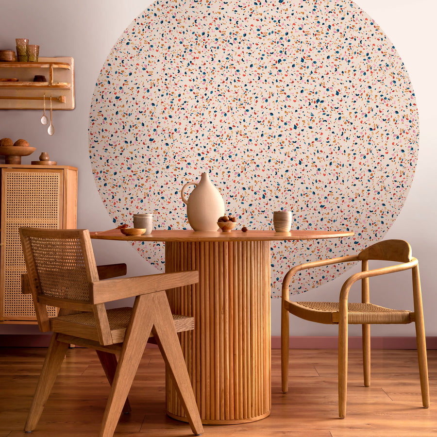 Tapeta Koło Terrazzo Pink